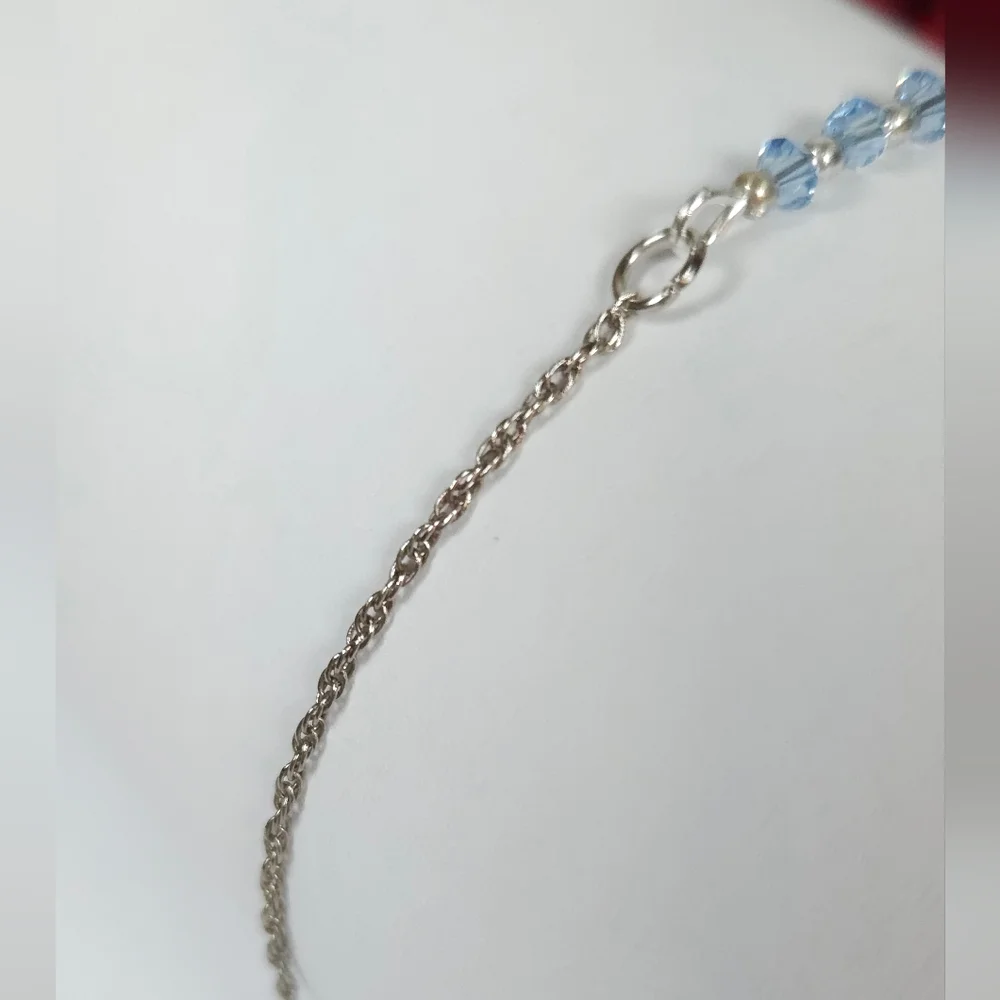 Handmade Dainty Blue Crystal Bar Silver Bracelet Dainty Crystal Chain Bracelet
